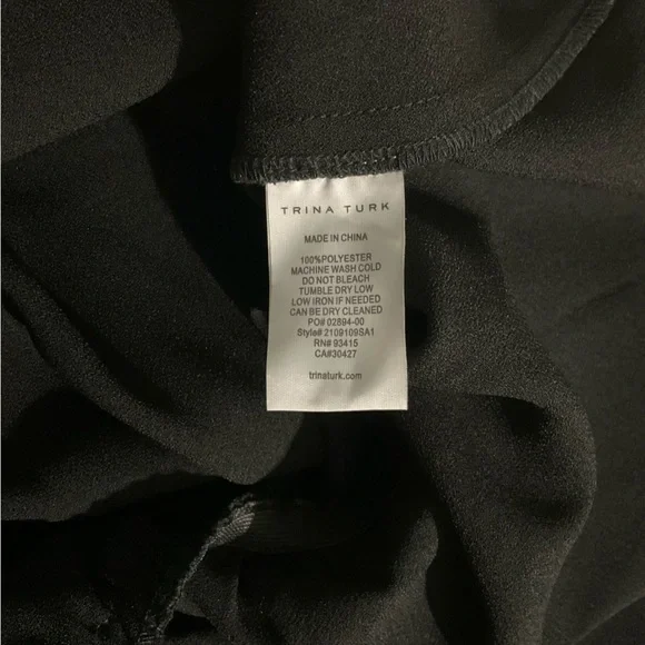 NEW! Trina Turk Mixology Black Satin Top Peplum Surplice Size XS - Picture 8 of 9